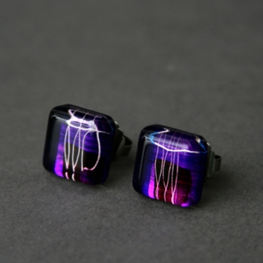 Cushion Stud Earrings in Purple