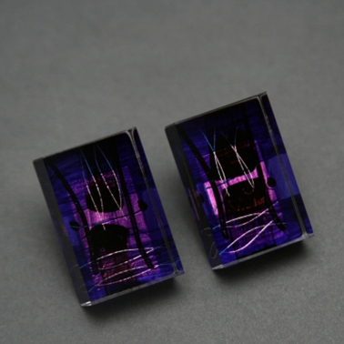 Oblong Block Earrings in Purple