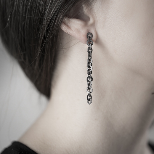 Tay earrings on ear oxidised