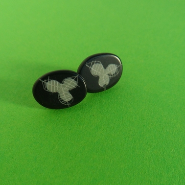 black and grey little oval earrings