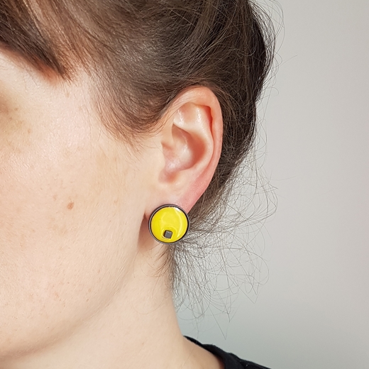 Yellow Stud Earrings - worn