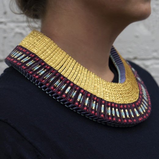 Artillery Lace and Striped Braid necklace worn