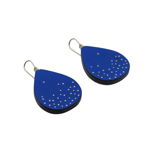 Ultra blue and gold bulb earrings - side