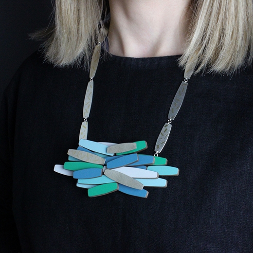 Tapered cluster necklace - worn