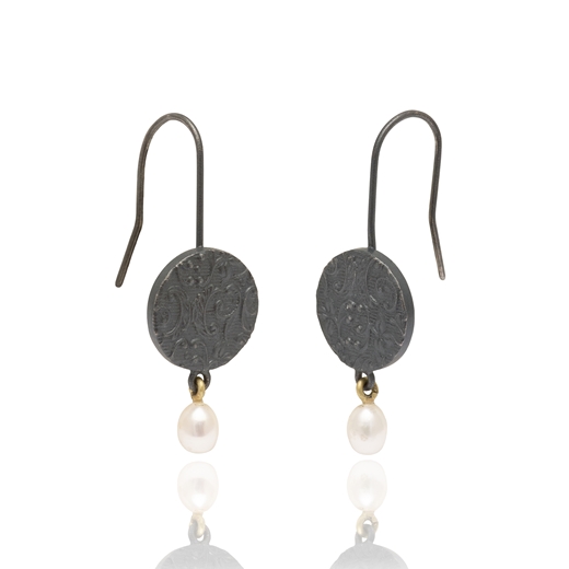 embossed brocade pearl earrings by marianne anderson
