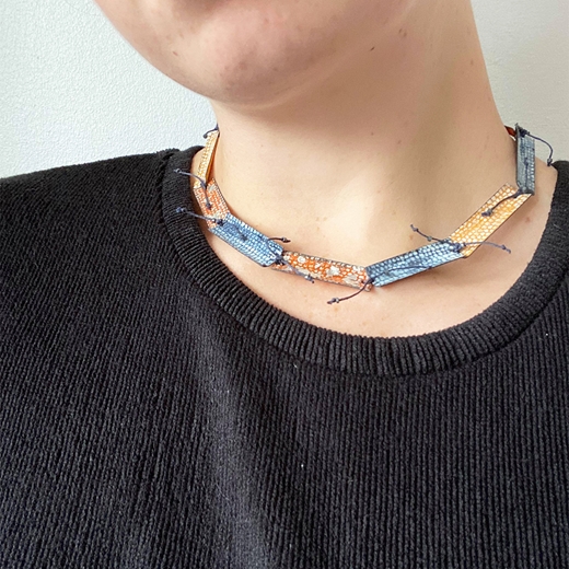 Multi Tied Enamel Necklace - worn