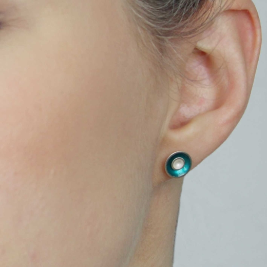 Small Target Stud Earrings - Teal