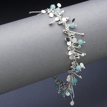Blossom wire bracelet with amazonite, polished