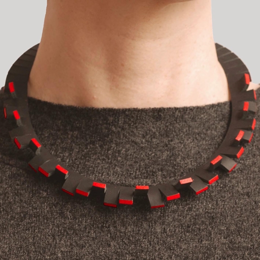 Festival Necklace - Black & Red - modelled