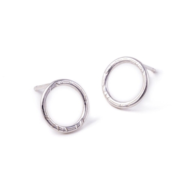 French Knit Imprinted Hoop Studs
