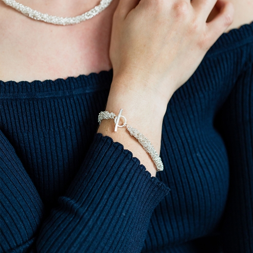 French Knitted Belcher Chain Bracelet - Modelled