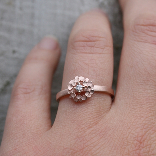 Floral wreath 9ct rose gold ring-2