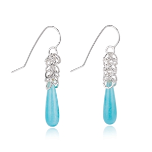 Flutter hoop earrings with amazonite beads