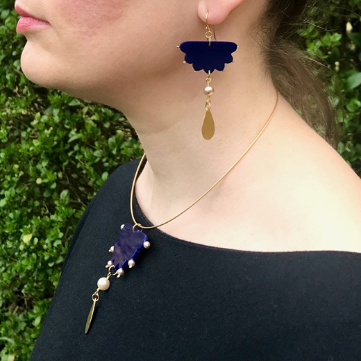 With Flying Cloud Earrings - side view