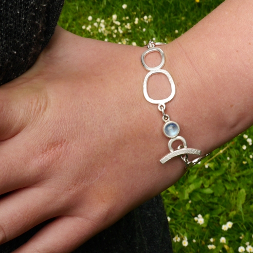 Freeform links moonstone bracelet worn