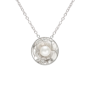 French Knit Imprinted Pendant with Pearl