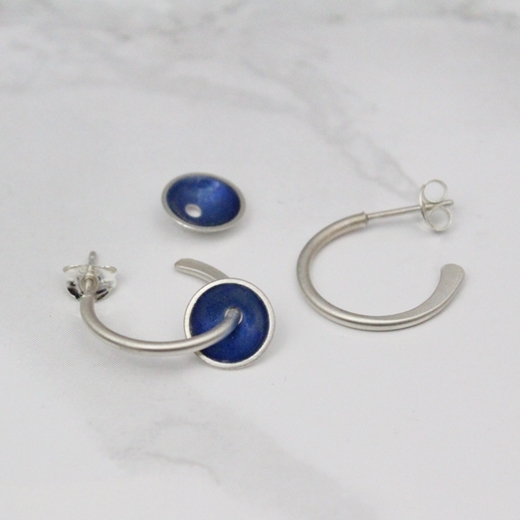 Silver and Enamel Hoops