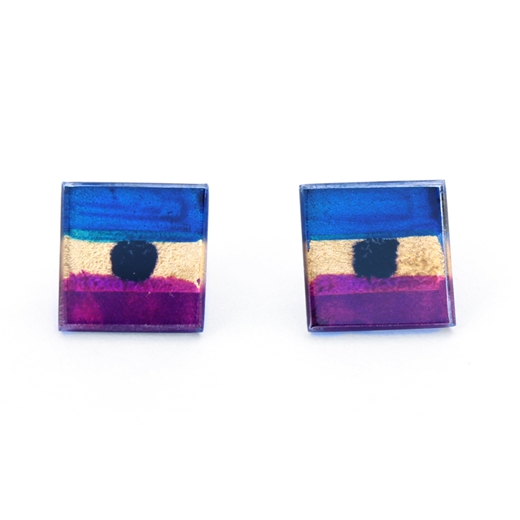 Purple Flat Square Studs - front view