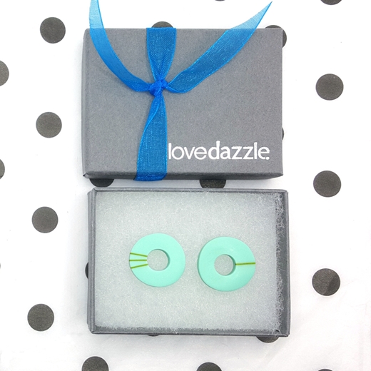 gift wrapped turquoise resin hoop studs
