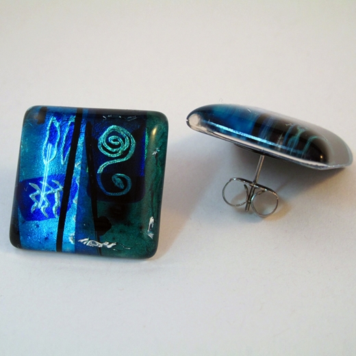 Blue/Turquoise Flat square studs Earrings