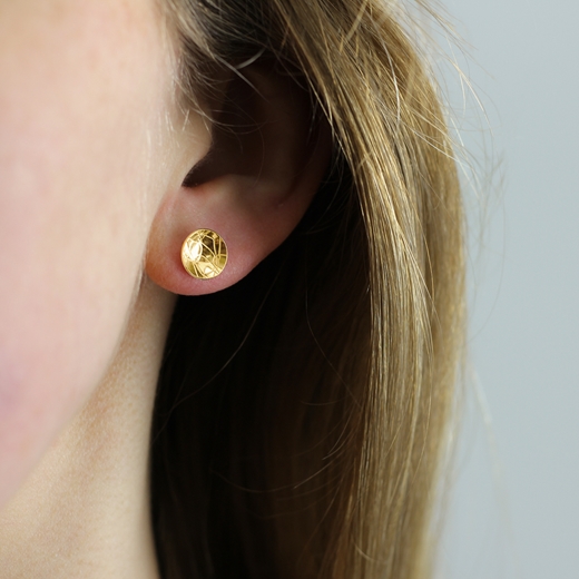 Gold Plated Domed Circle Studs worn