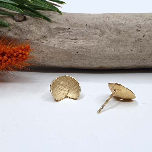 gold double orchid petal earrings side