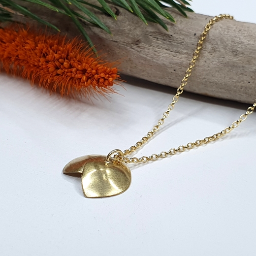 gold double orchid petal pendant back