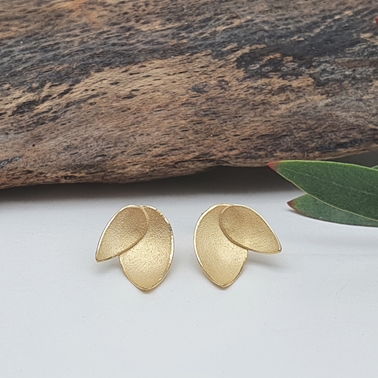 Gold Fritillaria petal earrings