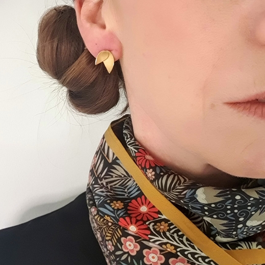 gold fritillaria earrings on