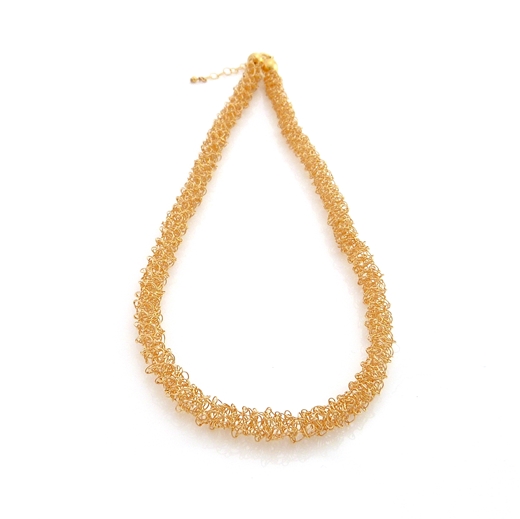 Woven thin gold necklace