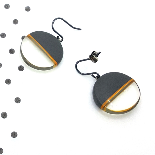 resin orange stripe earrings with hooks