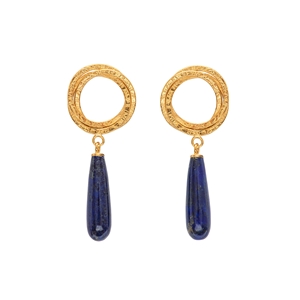 Magic Circle Earrings With Lapis Lazuli Teardrop Bead