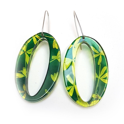 Green & Yellow Madder Oval Earrings2