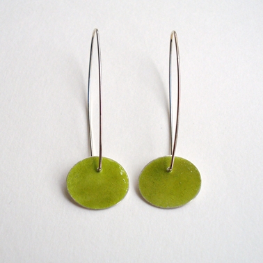 Green oval earrings