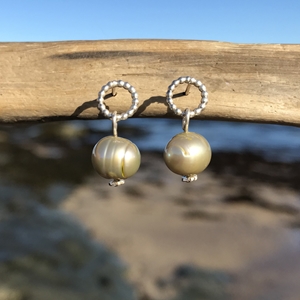 green pearl earrings