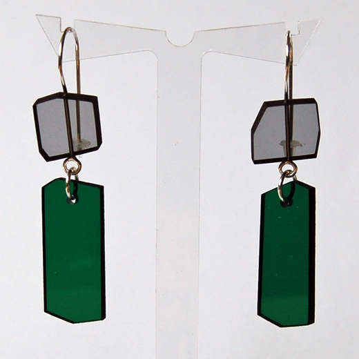 green shard earrings A008 detail