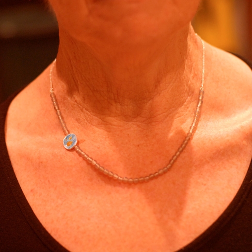grey agate necklace worn