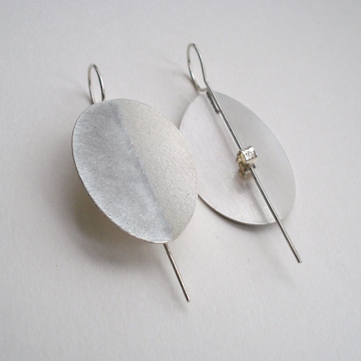 Violet grey large fold earrings back view