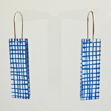 blue grid earrings
