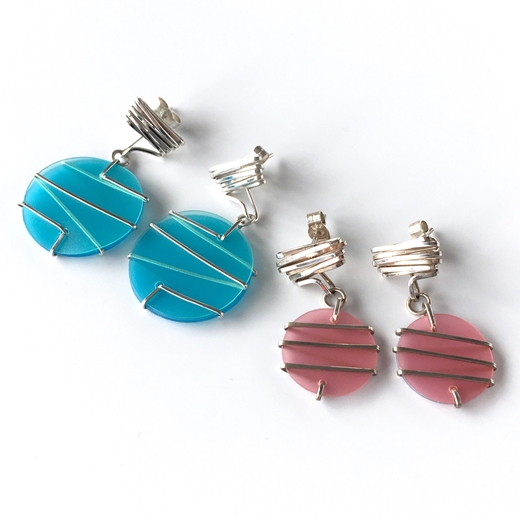 group image featuring pink zigzag earrings