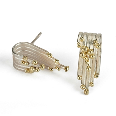 Tide Earrings, Silver and 18ct Gold