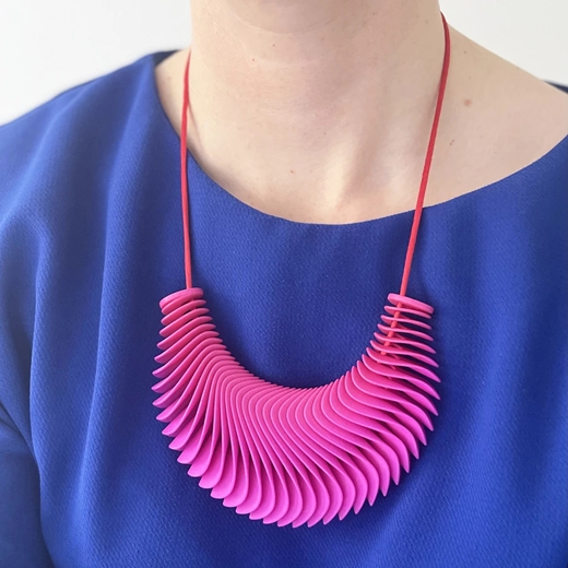 Wave Necklace - worn (pink version)