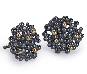 Berry Earrings - oxidised & 18ct gold