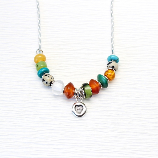 Heart necklace, multi coloured, 1A, 5