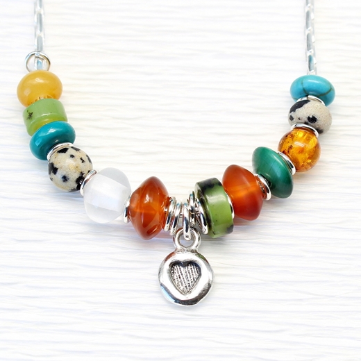 Heart necklace, multi coloured, 1A, 1