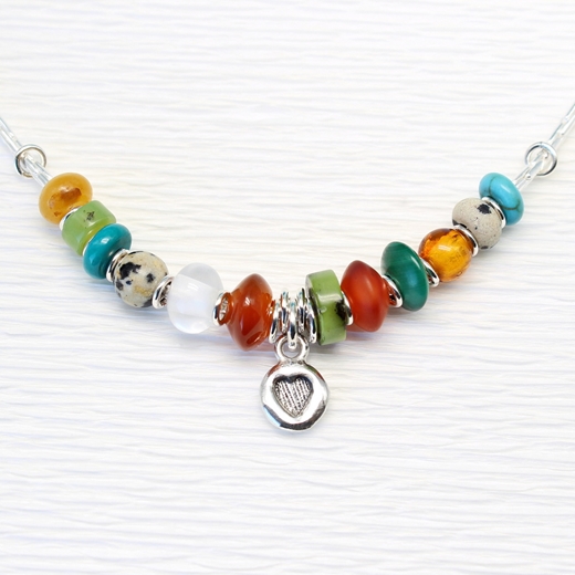Heart necklace, multi coloured, 1A, 2