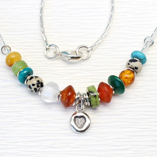 Heart necklace, multi coloured, 1A, 3
