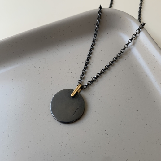 oxidised erba pendant with gold