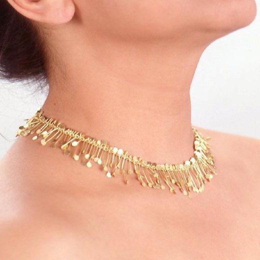Chaos wire necklace, gold satin
