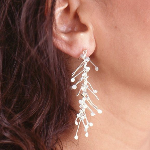 Chaos long dangling wire earrings, satin